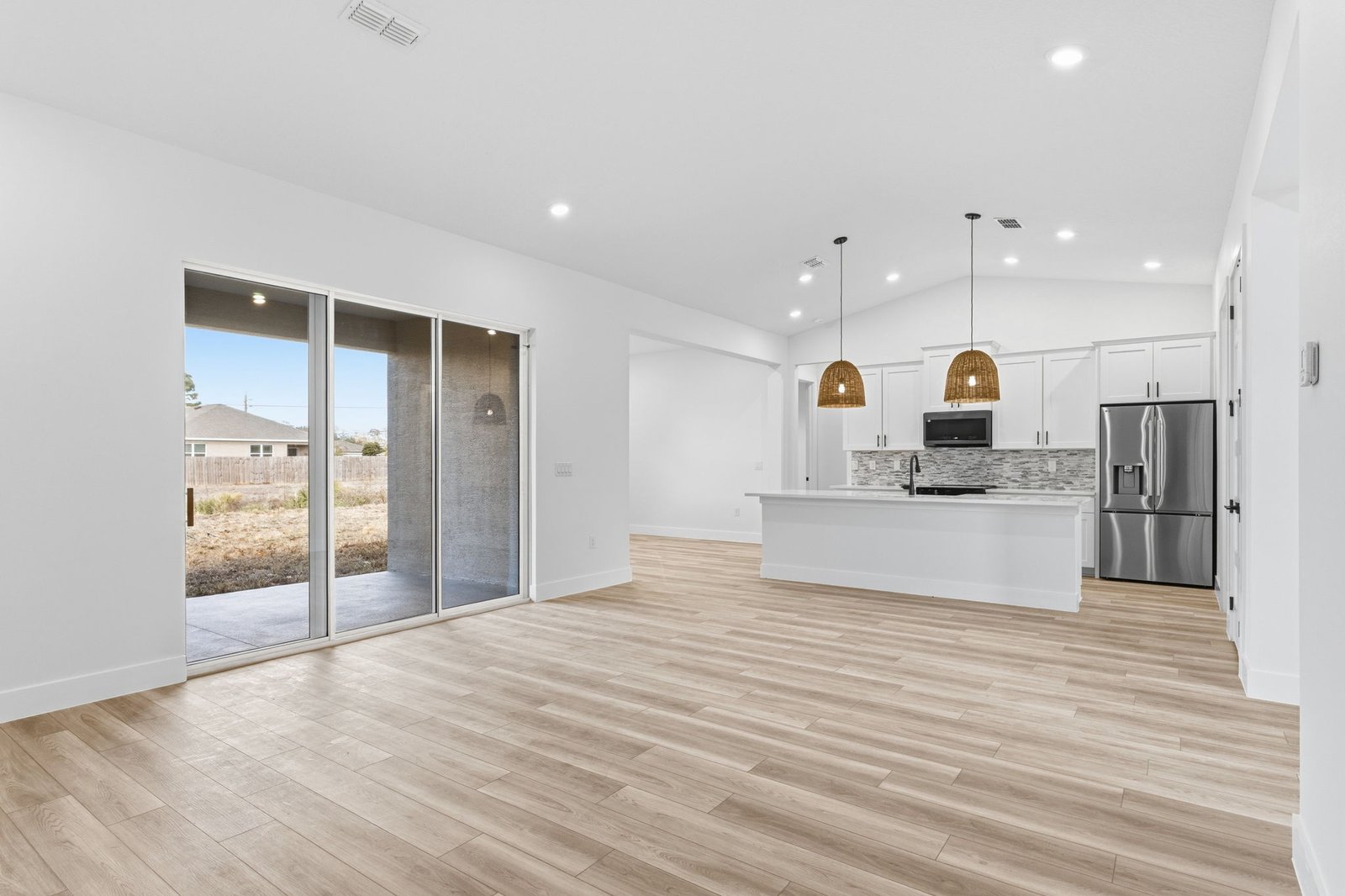 Open-plan kitchen and living area in a completed LINO home
