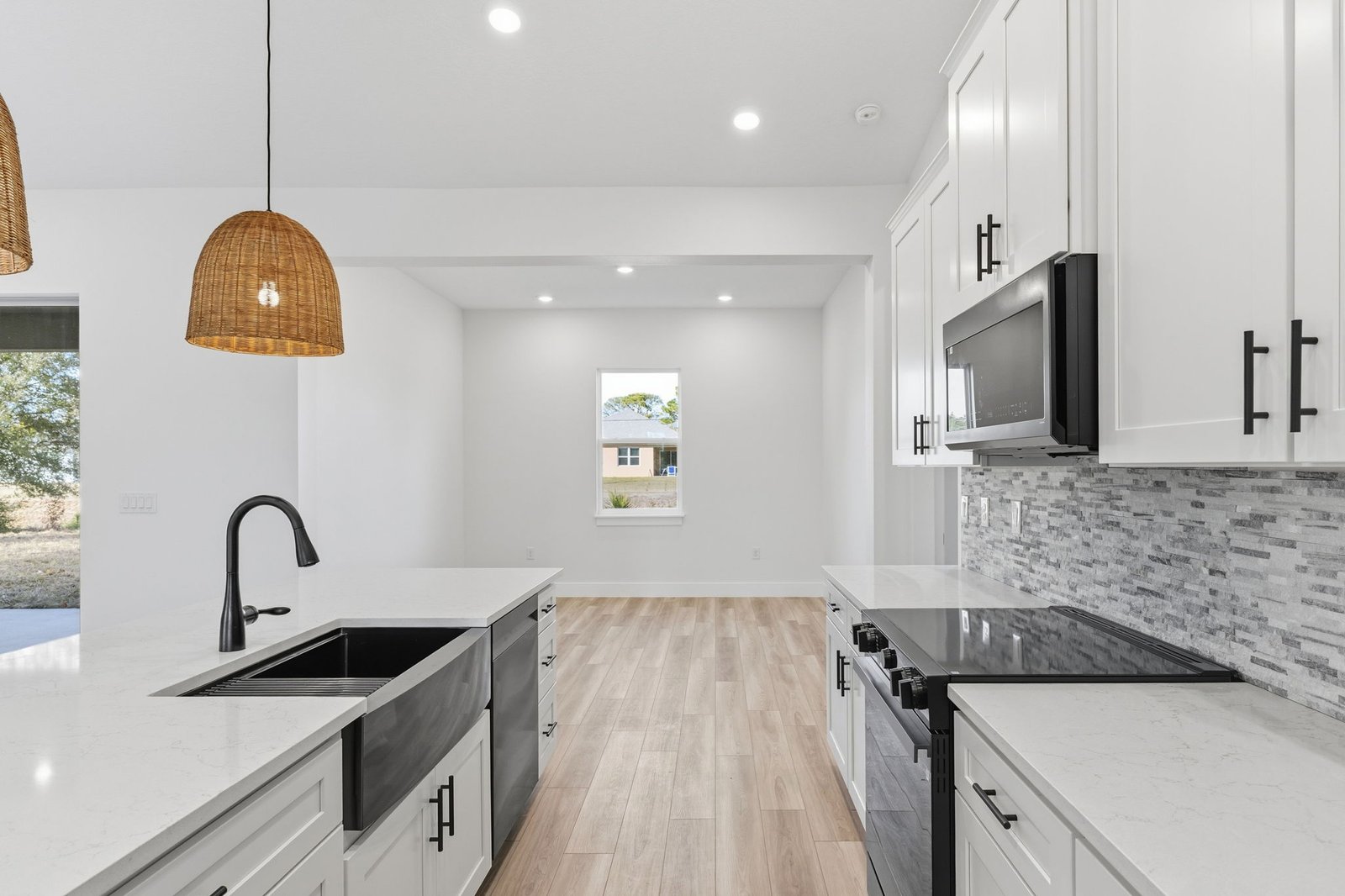 Open-plan living and kitchen in a completed LINO home